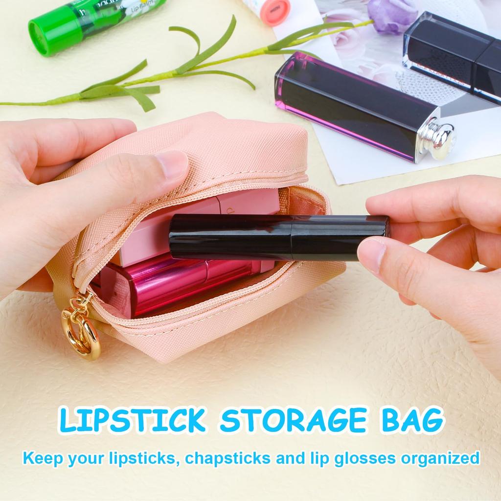 Desing Wish Mini Pouch with Key PU Leather Cute Travel Small Makeup Pouch Ring, Pouch, Pouch, (Pink)