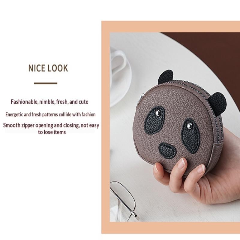 Creative Double Layer Coin Purse Panda Shape Multifunctional Key Bag Zipper Portable Small Handbag