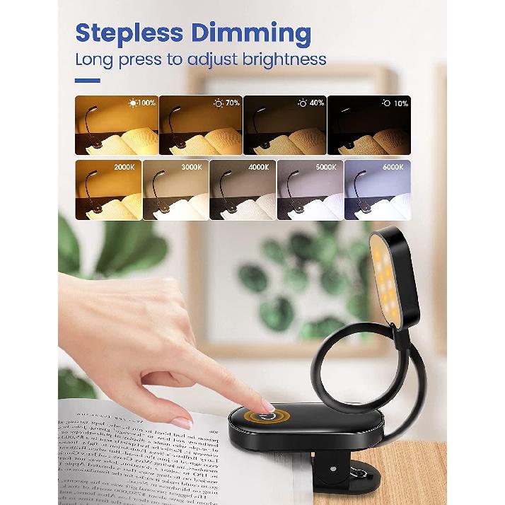 2023 New USB Rechargeable Clip On Eye Protection LED Reading Light Book 5 Color Adjustable Brightness LED Book