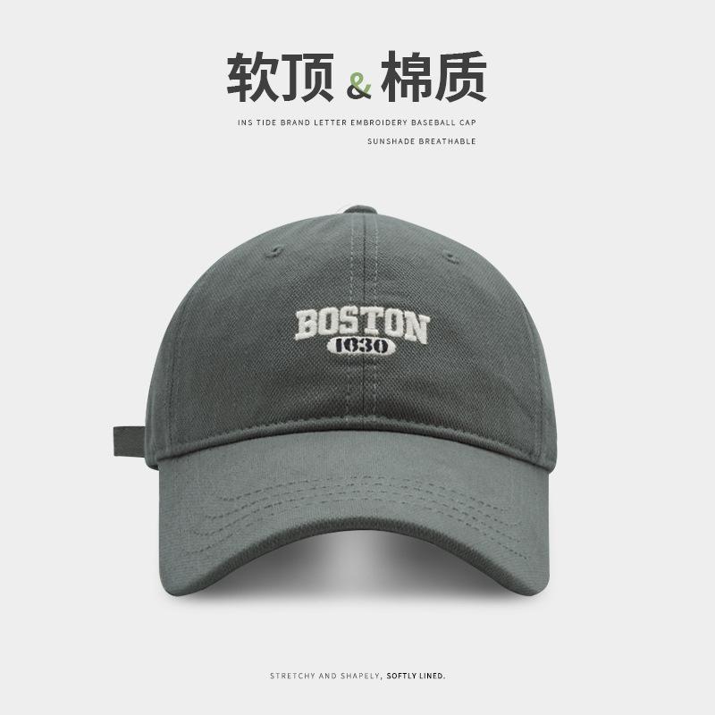 Baseball cap female spring and summer deep-topped wide-brimmed big-headed cap couple Joker tide show face small sun visor.