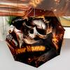1PC Custom Name "Skull Art Personalized" Automatic Folding Umbrella Compact Travel Umbrella for Men & Women, Ideal Gift for Christmas, Birthdays, Hall