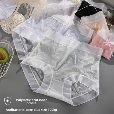 Taglie Forti Donna Estate Ultra Sottile Sexy Seta di Ghiaccio Trasparente Senza Segni Vita Alta Triangolo Slip