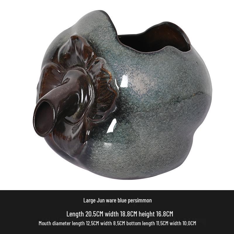 Kiln-Fired Ceramic Water Jar with Filtration, Circulation, and Ornamental Flow for Fish Tanks
