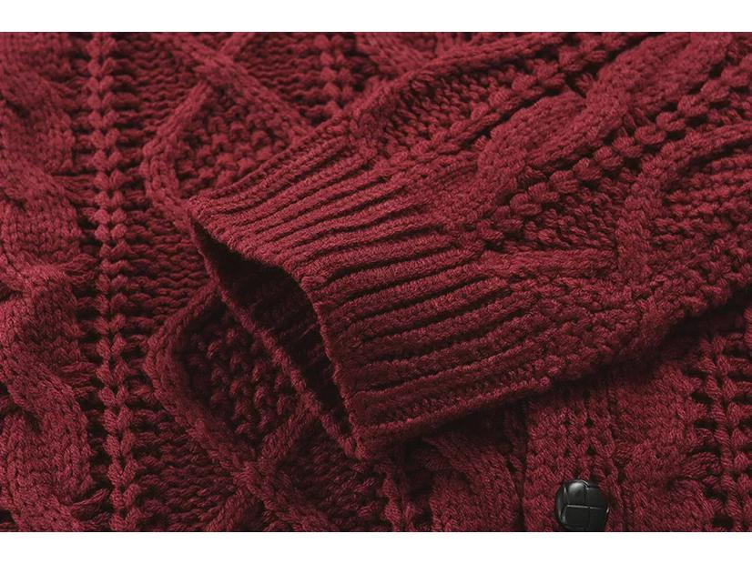 Pánský evropský a americký žakárový kardiganový svetr přes hranice, těžký s dlouhým rukávem a stojáčkem, 2022