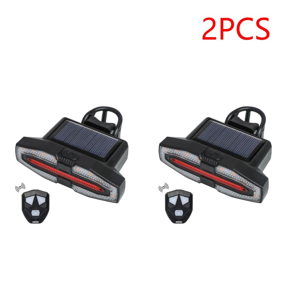 Solar LED Bicycle Turn Taillight with Turn Signals Portable Bike Taillight Remote Control Bicycle Rear Light for Night Riding