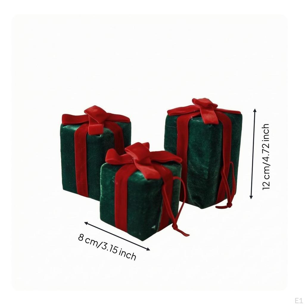 3 Pieces Cushioned Parcel Box Ornaments | soft, Velvet with ribbon
