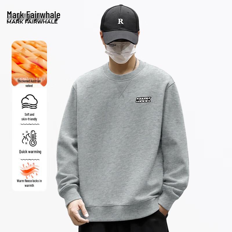 Mark Fairwhale Men's American Style Letter Print Fleece Sweatshirt