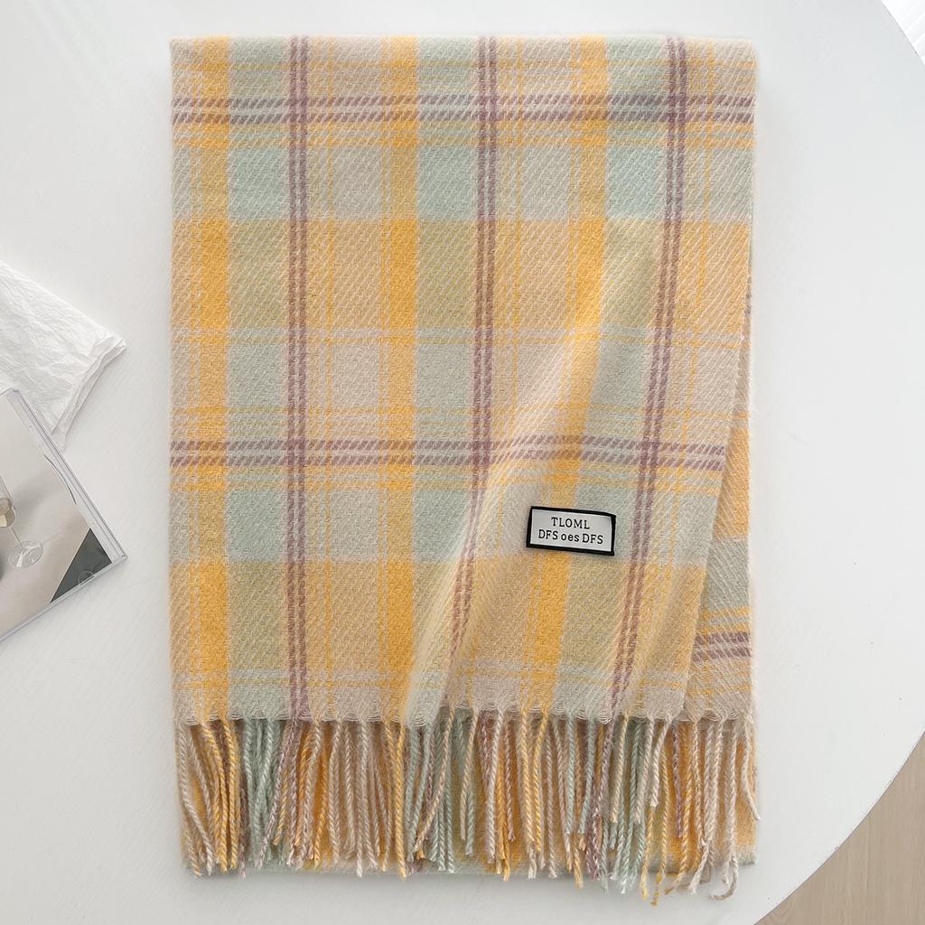 Winter New Student Warm Scarf Korean Versatile Senior Sense Couple Student Versatile Striped Shawl Scarf