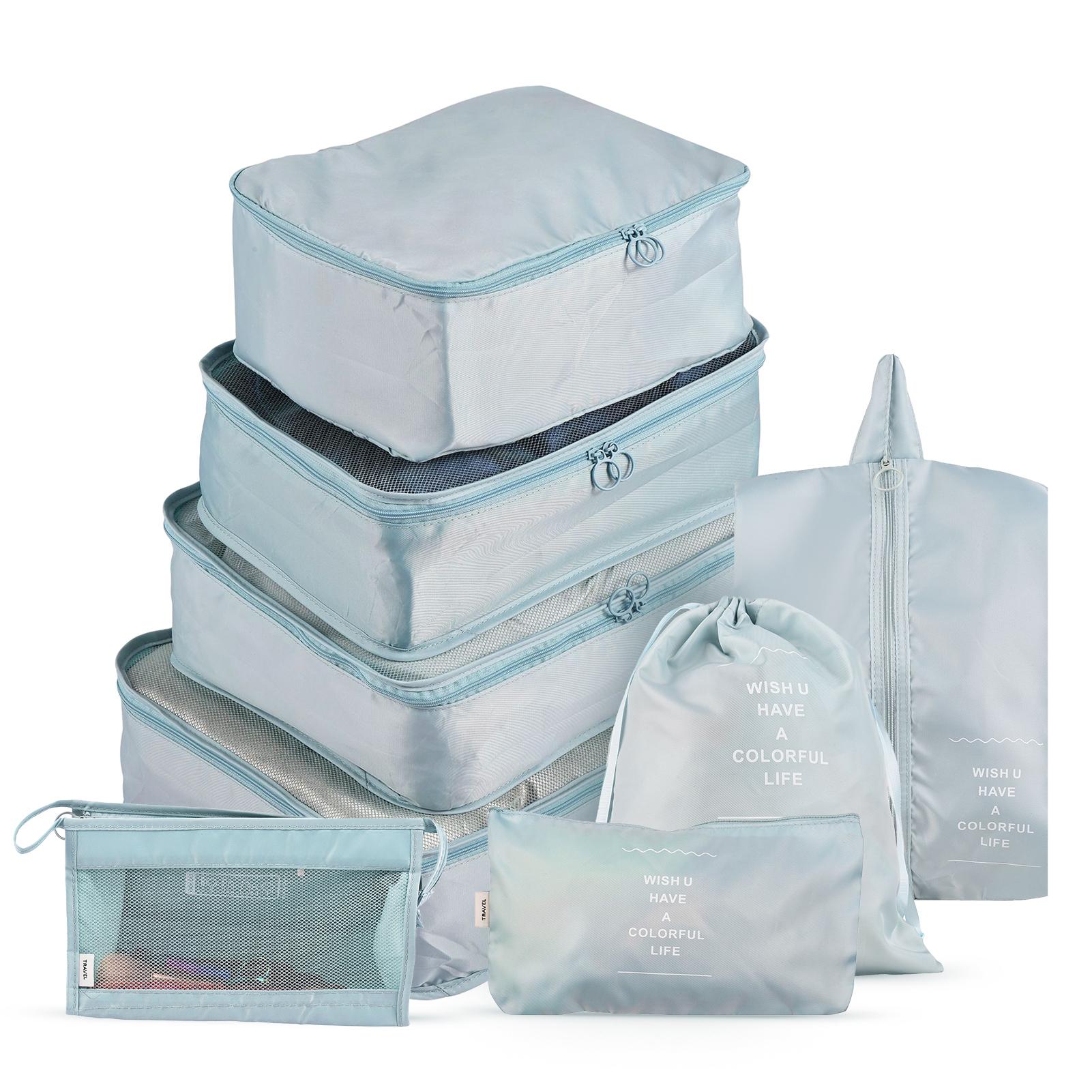 

Сумки для хранения 8 шт. Набор органайзер для путешествий чемодан упаковка набор чехлы для хранения портативный багаж светло-синий