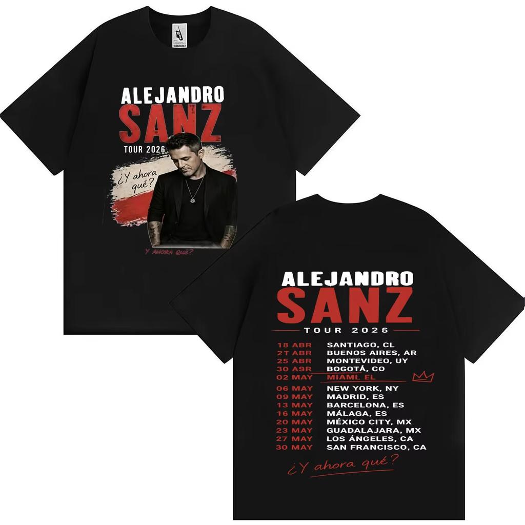 Singer Alejandro Sanz 2026 New Graphics Tshrit Crewneck Y2k Casual Short Sleeve Tees Unisexs Unisexs Pure Cotton Streetwear Hip Hop