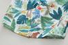 2026 Summer Southeast Asian Resort Boys' Leaf-Print Lapel Shirt & White Shorts Set