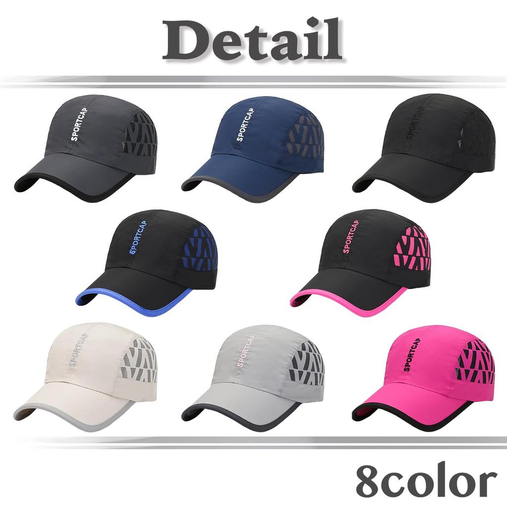 Sun CZA490 [White Fang] Hat, Cap, Mesh, Sports, Outdoor, Quick-Drying, Lightweight, Protection, Men's, Women's, (Black Blue)