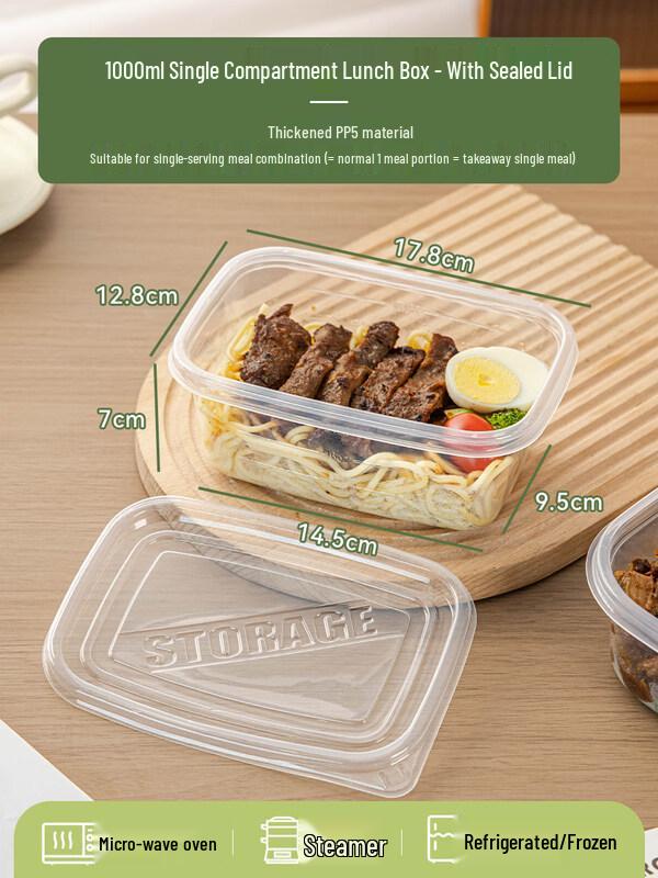 ZISIZ Disposable Microwaveable Plastic Lunch Box