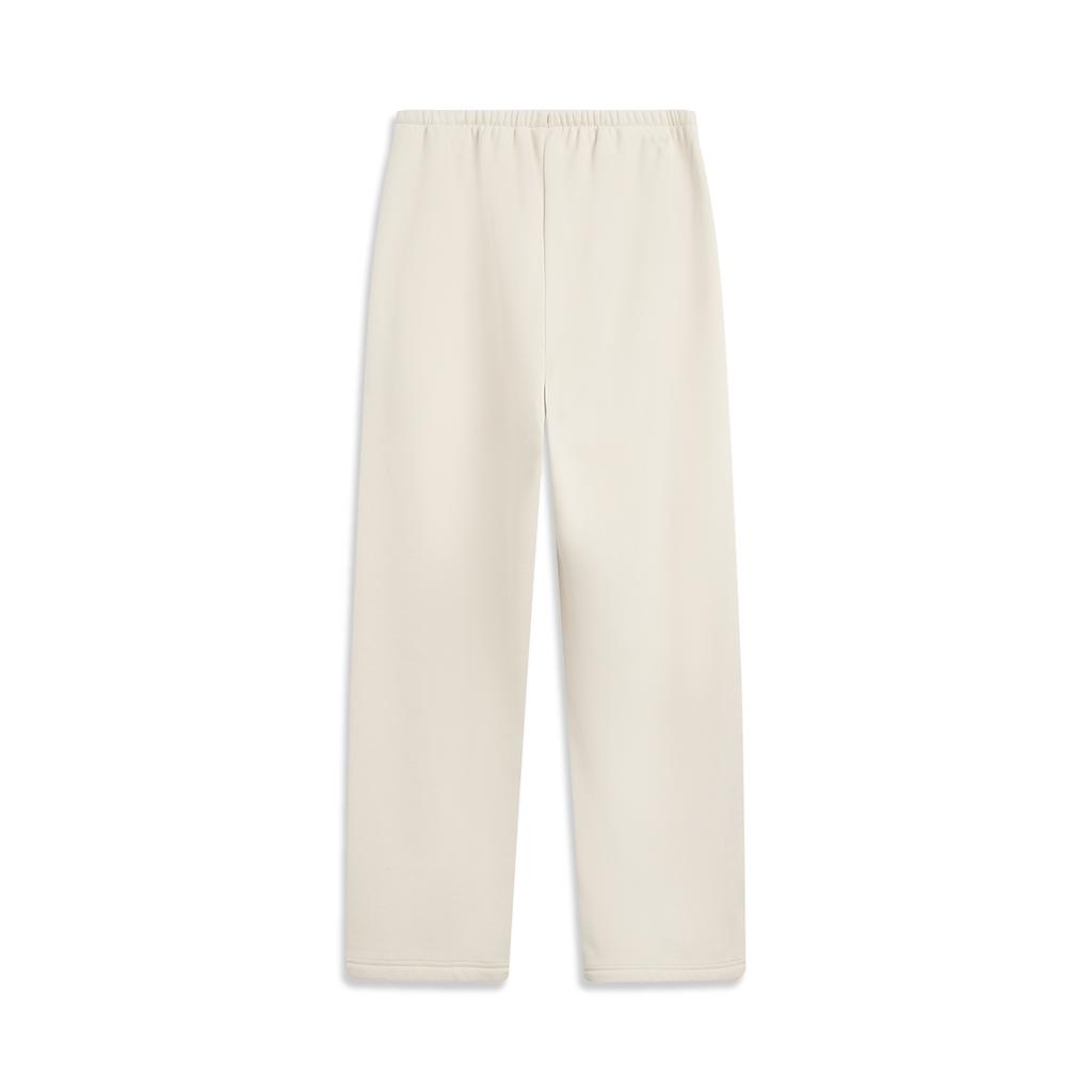 Li Ning Sports Lifestyle Series Fleece Thick Letter Logo Mid Waist Loose Drawstring Knit Sweatpants Women Bottoms AKLVB48-5