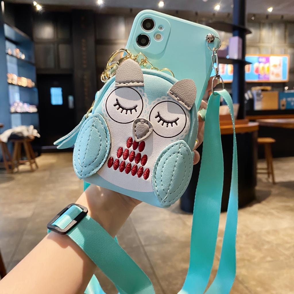 1pc Key Pouch Owl Coin Purse Mini Backpack Car Keychain Hanging Wallet