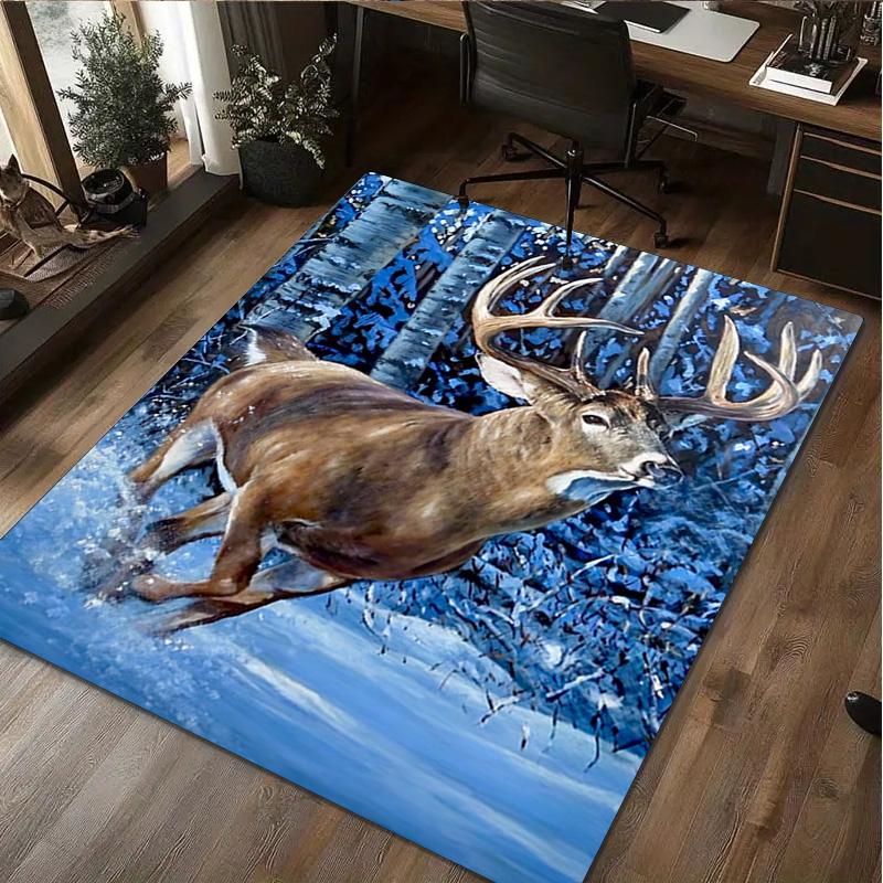 

1Pc Animal Deer Print Rug - home decoration Carpet For Living Room Bedroom Flooring Computer Chair Area Rug 40x60cm( 15x23in )