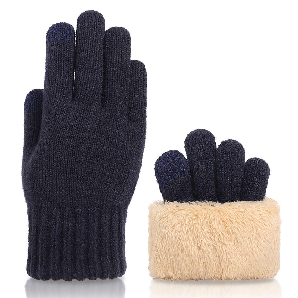 Touchscreen Knitted Fleece Gloves Winter Warm Furry Warm Mitts Female's Gloves  Outdoor Sport