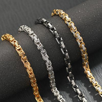 Hip Hop Fashion Square Schnalle Loop Kette Titan Stahl Fried Dough Twists Kette Hummer Schnalle Mode Männlichen Schwarz Armband Edelstahl Schmuck