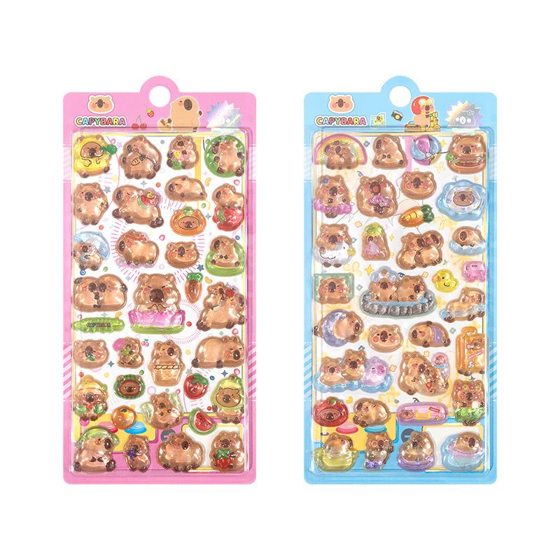 Cartoon Capybara 3D Relief  Stickers Diy Scrapbook Sticker Phone Case Decoration Gifts