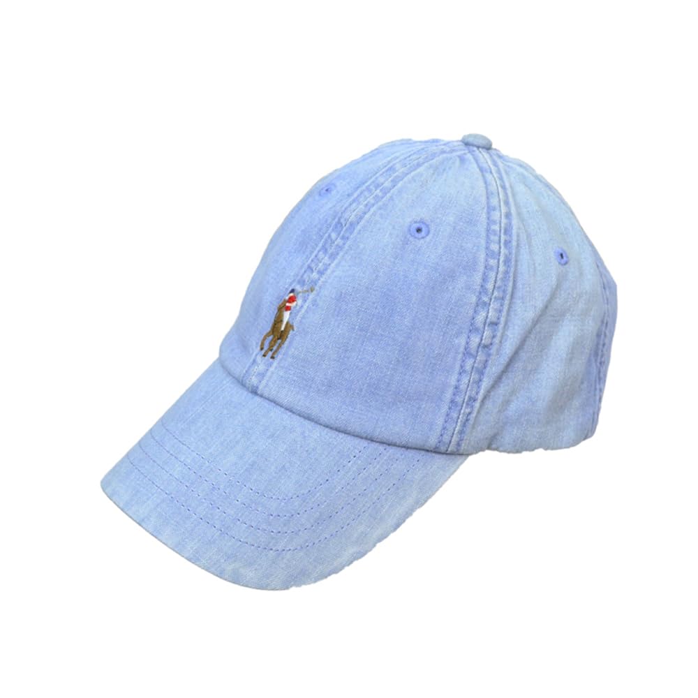 

(Polo Ralph Lauren) Men s and Women s Vintage Chambray Cap with Embroidered Pony Hat Signature 01080084-FADEBLUE [Used]