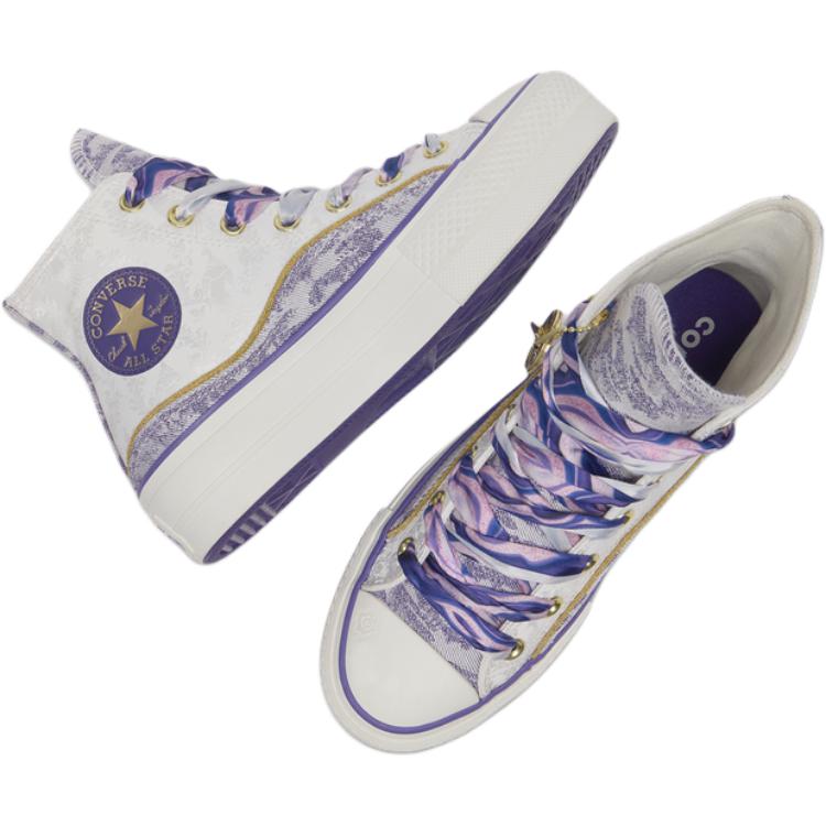 Converse All Star Lift Trendy Durable High-Top Canvas Sneakers Women Sneakers White Purple A13353C