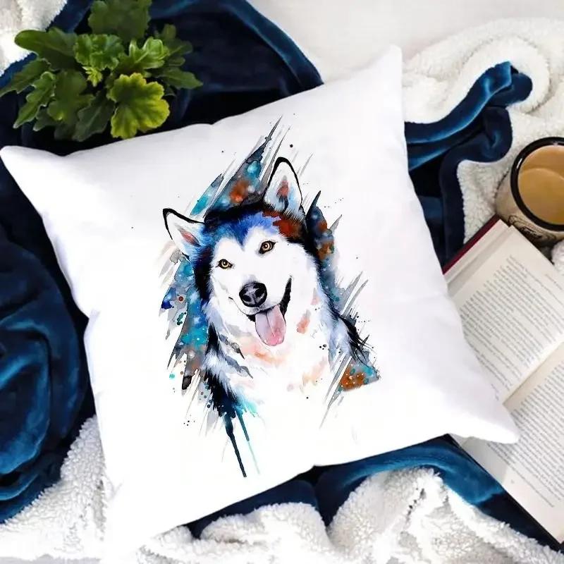 Dog Paw Printed Cushion Cover Decorative Sofa Chair Watercolor Dog Pattern Pillowcase for Home Hotel Car Pillows Cover