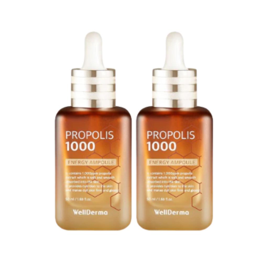 WellDerma / Propolis 1000 Energy Ampoule / 50ml 1+1 Set / Intensive Nutrition & Glow / Made in Korea