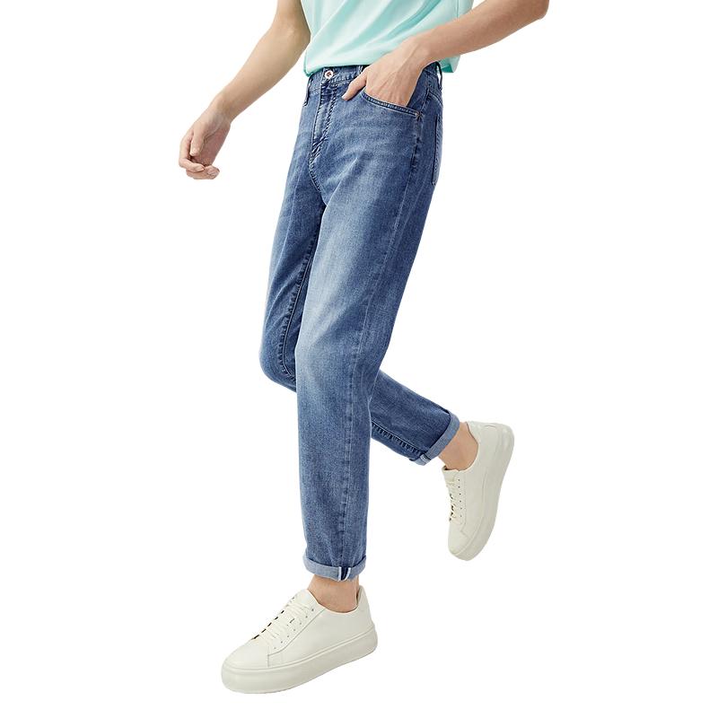 

Мужские джинсы прямого кроя из смесового льна Hongdou 35