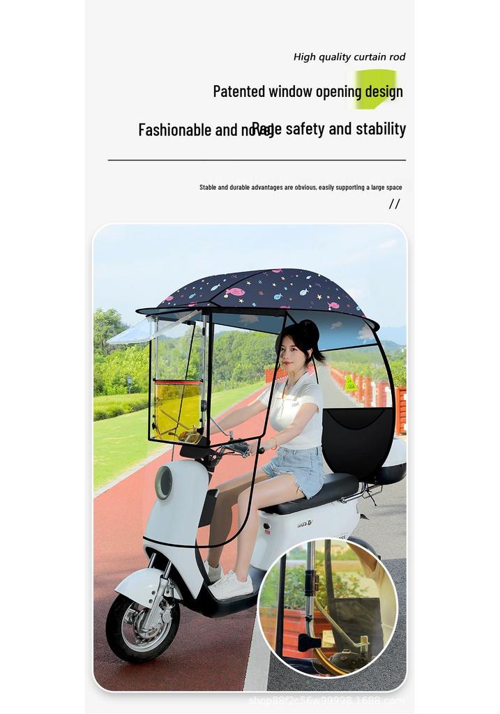 Electric Vehicle Canopy Tent: Windproof, Rainproof, Sunshade for Three-Wheelers with All-Around Windows