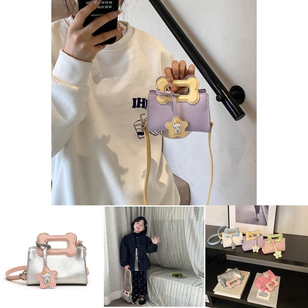 Adorable Mini Cartoon Dog Bone Shoulder Bag In Trendy Color Block Design For Kids