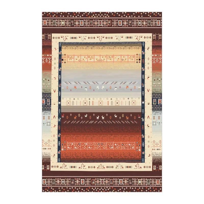 Bohemian Style Living Room Carpet Colorful Stripes Bedroom Rugs Easy Care Luxury Decorative Rugs Washable Large Size Carpets