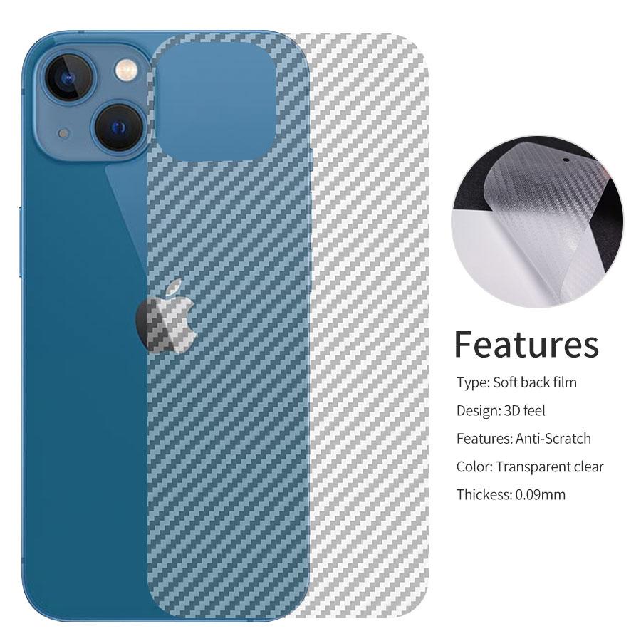 5Pcs Carbon Fiber Back Screen Protector Film Sticker For iPhone 11 12 13 Mini 14 15 16 17 Pro Max X XR XS XS Max SE 2020 6 6s 7 8 Plus
