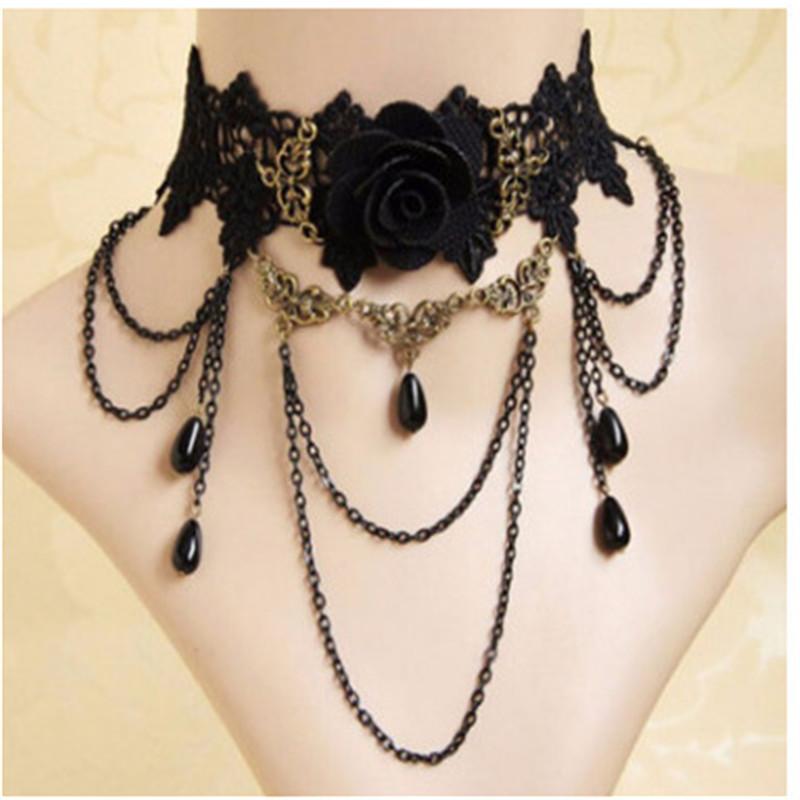 Lace Gothic Flower Lolita Pearl Jewelry Pendant Choker Choker Necklace