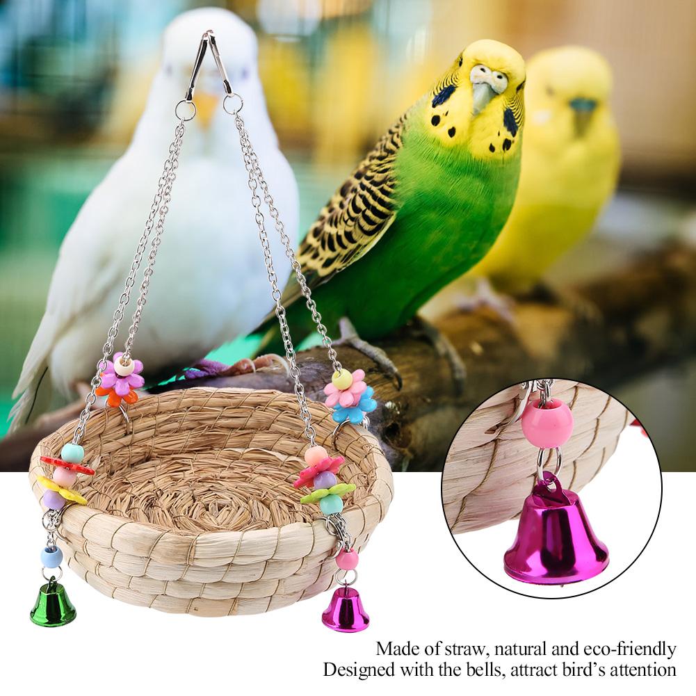 Safe Parrot Straw Durable Bird Toy Swing Nest Hanging On Birdcage
