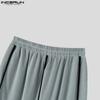 INCERUN Men Elastic Waist Trousers Casual Loose Stitching Texture Long Pants