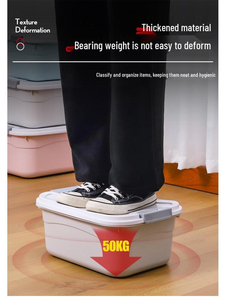 Ekstra Büyük Taşınabilir Plastik Saklama Kutusu Kapaklı Giysiler, Oyuncaklar ve Atıştırmalıklar için