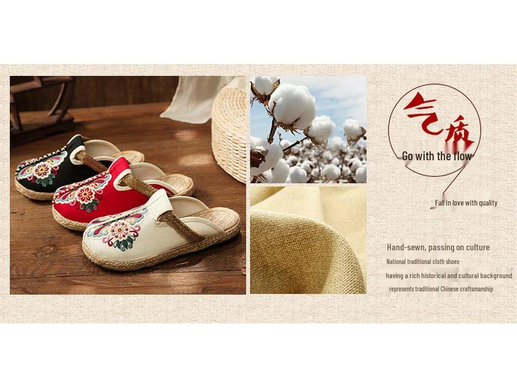 Women's Embroidered Ethnic Style Linen Flats - Spring/Summer