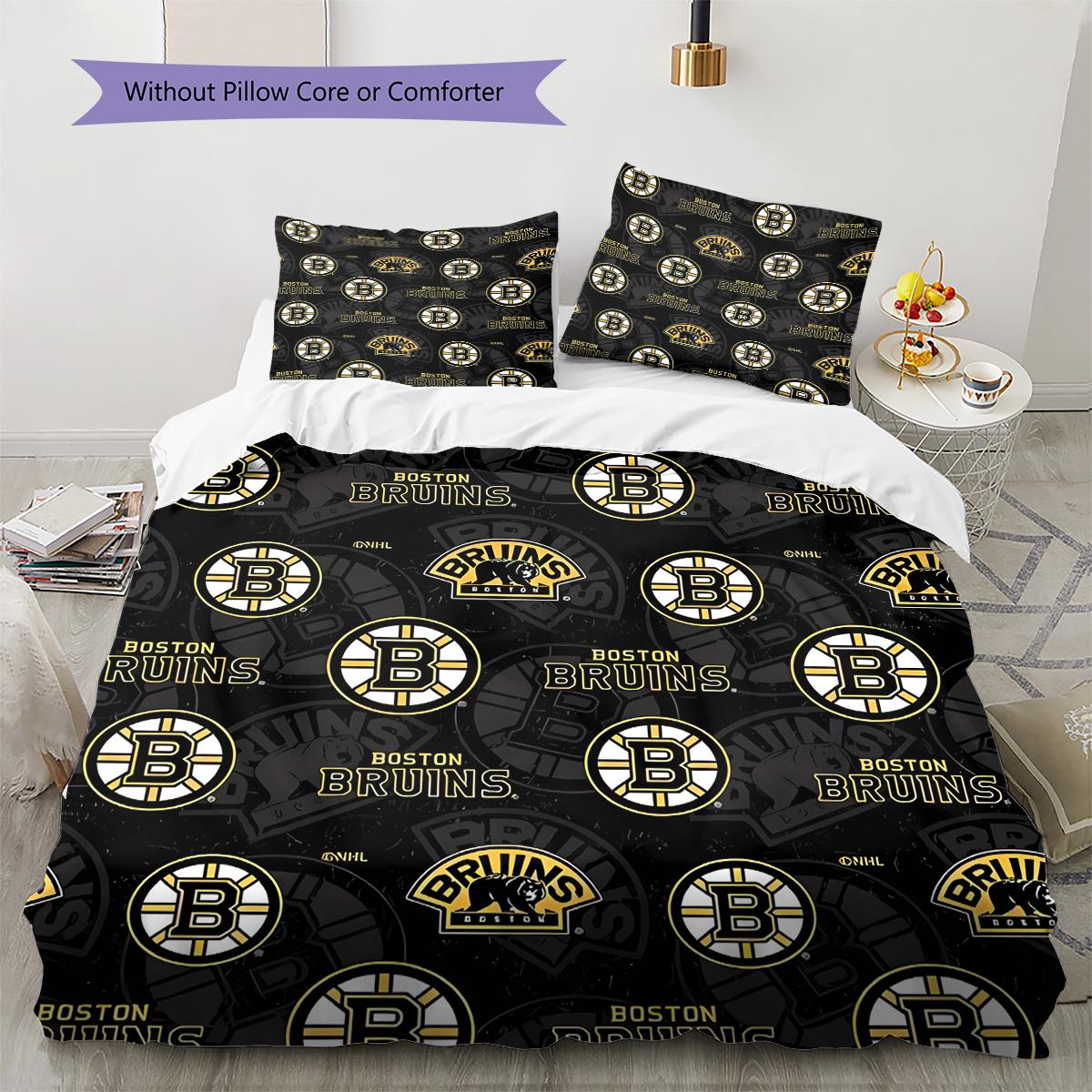 

Boston Bruins Pattern Bedding Quilt Set Quilt Cover Pillowcase Home Decoration Gift (1 * duvet cover + 2 * pillowcase, without core) 140x200cm