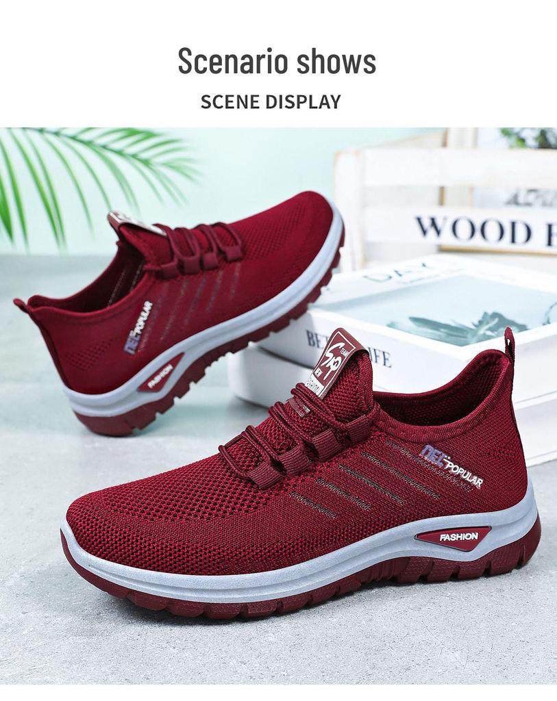 Women's Breathable Slip-On Mesh Casual Shoes for Middle-Aged and Elderly
