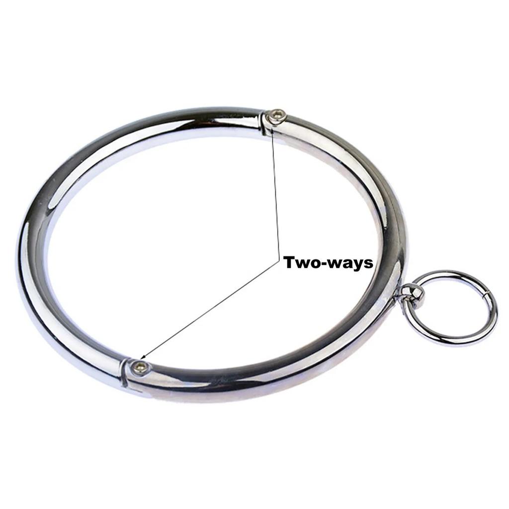 Metall Mann Kvinner Låsbar Slave Halskrage Sekskantnøkkel Begrensning Bondage Låsing Choker O-ringer Kjedeleder BDSM Par BDSM