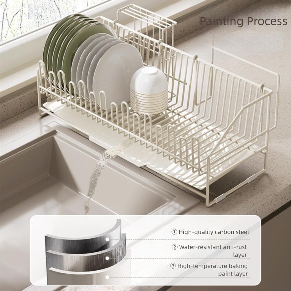 Portable Cutlery Storage Basket Convenient Drain Dish Rack Holder  Kitchen Supplies