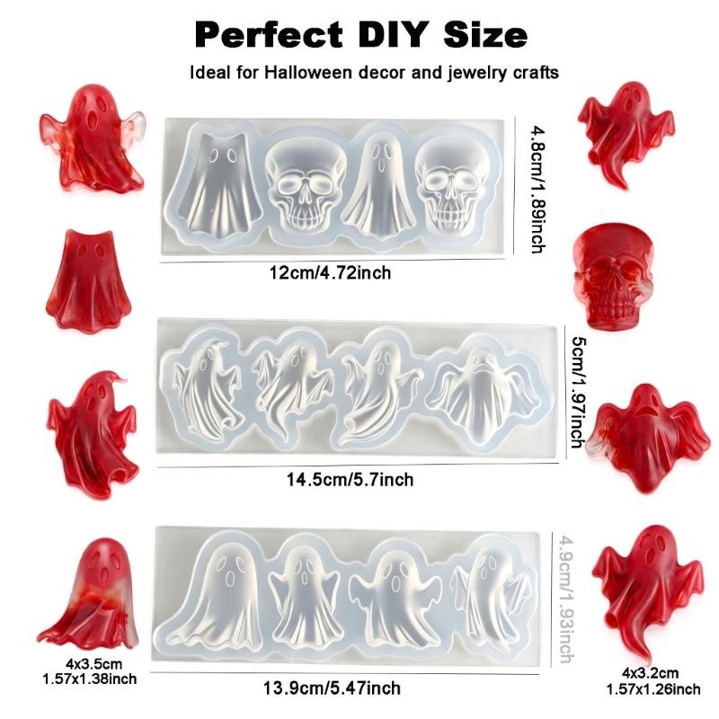 Halloween Resin Mold with Separate Cavities for Casting Pendants, Keychains, Magnets, and Themed Decorations in One Pour