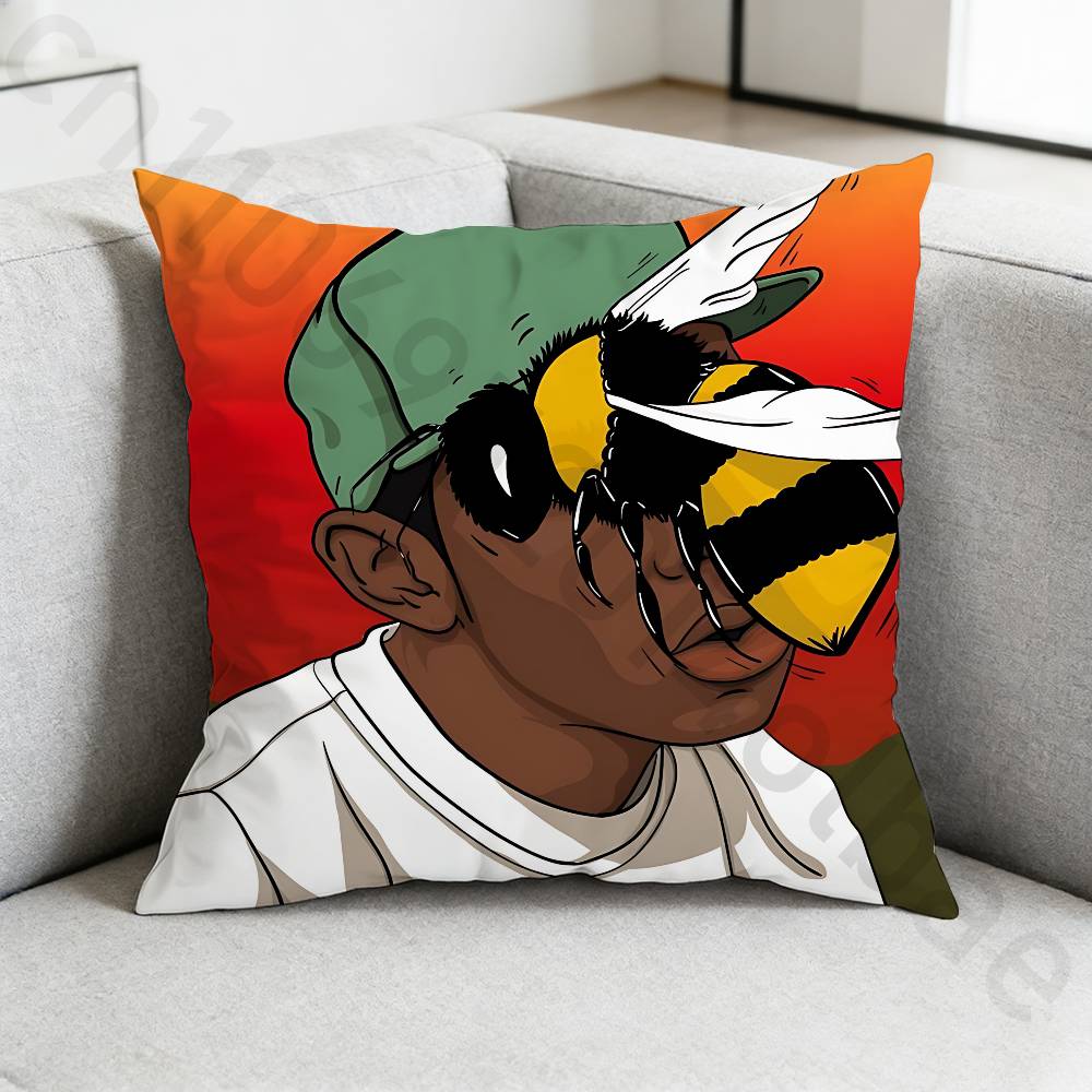 Rapper TTylers The Creatorv Pillow Case Square DoubleSided Printing Short Plush Sofa Cushion Cover Bedroom Bedside Pillow