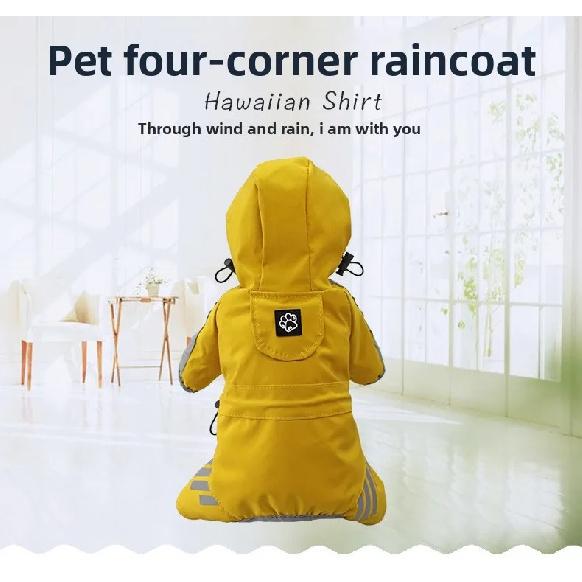 Full Coverage 4-Leg Pet Raincoat Waterproof Dog Rain Jacket for Teddy Pomeranian Small Medium Dogs Puppy Rain Clothes