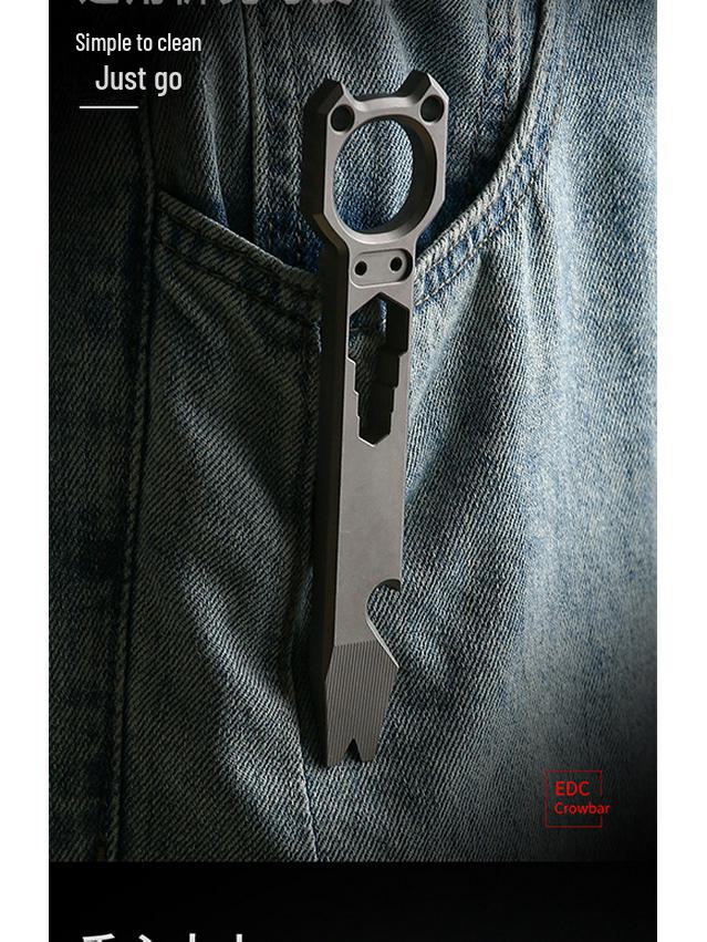 Titanium Alloy Multi-Tool: Outdoor Crowbar, Self-Defense, Bottle Opener, Wrench, EDC Gadget.