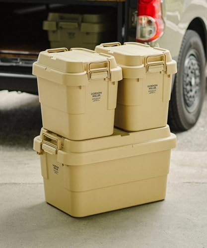 GORDON MILLER 50L Stackable Trunk Cargo Storage Box Organizer, Dark Gray, with Lid, Outdoor Seating, Large Capacity, 1664702