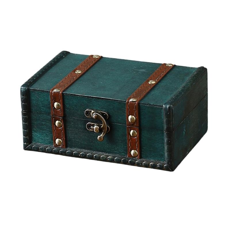 Vintage Locking Storage Box Antique Wooden Design Secure Safety Lock For Homes Organization Jewelry Documents Storage