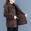 Women Jacket Lambskin Ladies Granular Fleece Cardigan Coat Autumn Winter Short Style for Middle-Aged Women
