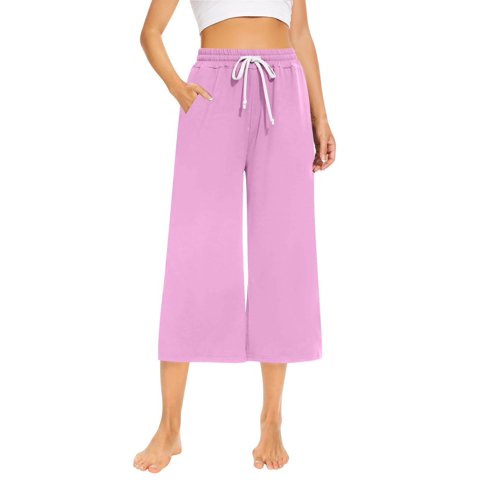 

Женские свободные укороченные брюки, широкие брюки для йоги на шнурке, удобные брюки с карманами S