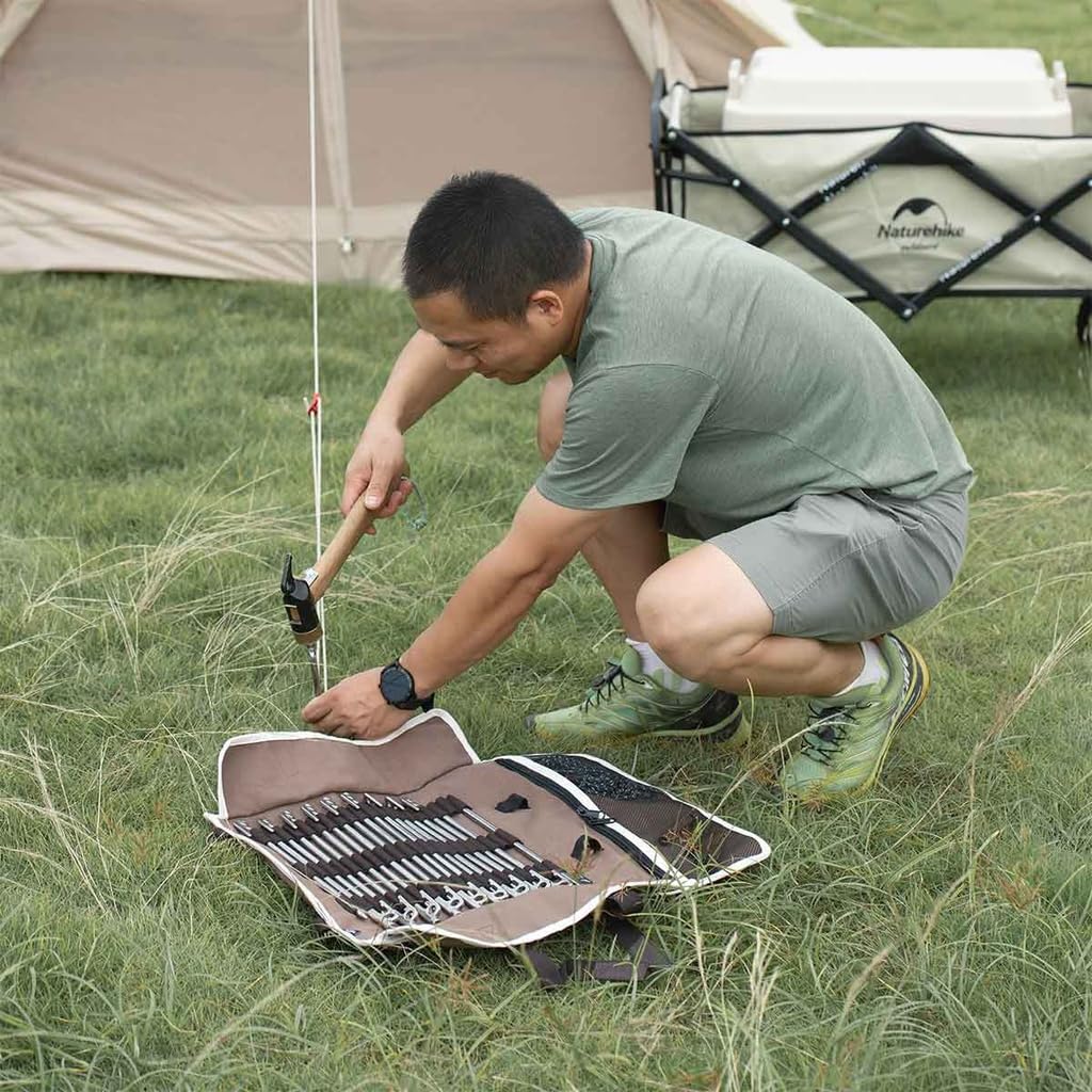 Naturehike Camping Peg Hammer Storage Bag, Water-Resistant, and Dirt-Resistant, Convenient for Carrying Pegs and Pegs (Large)